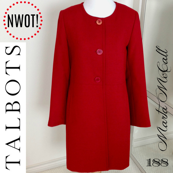NWOT TALBOTS Red Wool Blend Coat Size 4 Never Worn - Picture 1 of 6